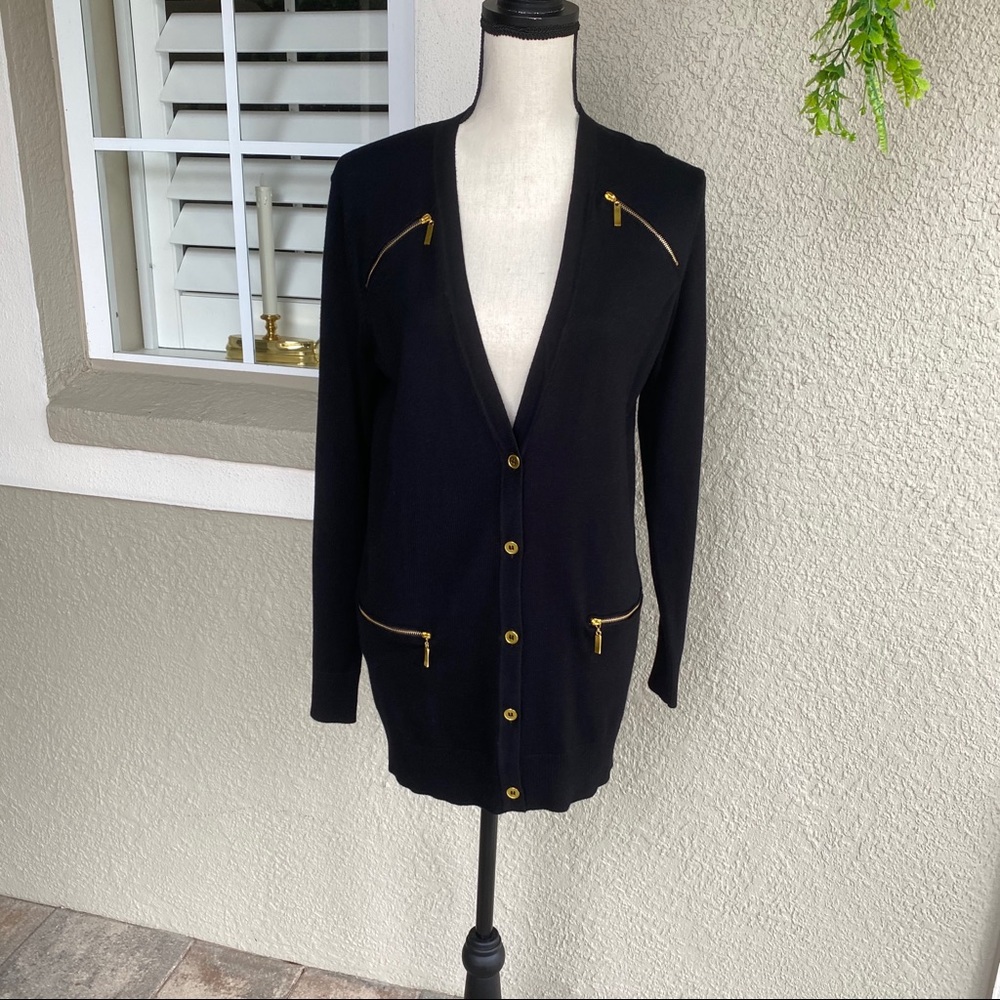 Grace Elements Black Button Down Cardigan SZ Med